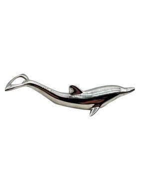 Dolphin Shaped Solid Metal Bottle Opener Silver Finish 6.5"h x 2.25"w
